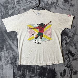 Vintage Adidas Rasta Soccer Gray T-Shirt Size X-Large Short Sleeve